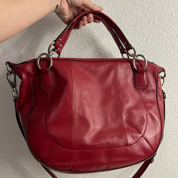 Coach Kristin Pink Woven Leather Large Shoulder Handbag Purse N2 E1220-19312 - Picture 8 of 12